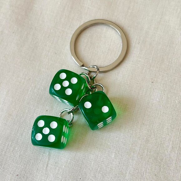 y2k 2000s green dice keyring for keychain - Picture 4 of 8